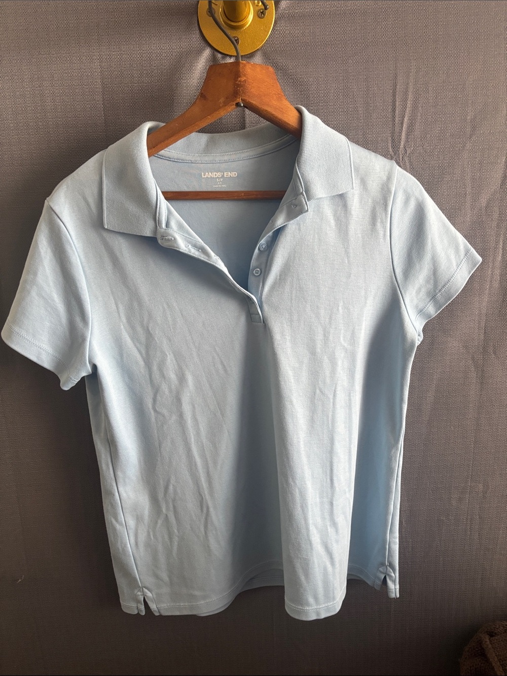 Lands' End Women’s Pale Blue Short-Sleeve Polo